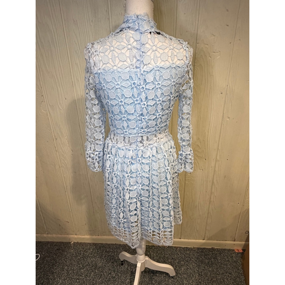EillyBazar Light Blue Lace Long Sleeve Dress Women's M - Picture 6 of 10
